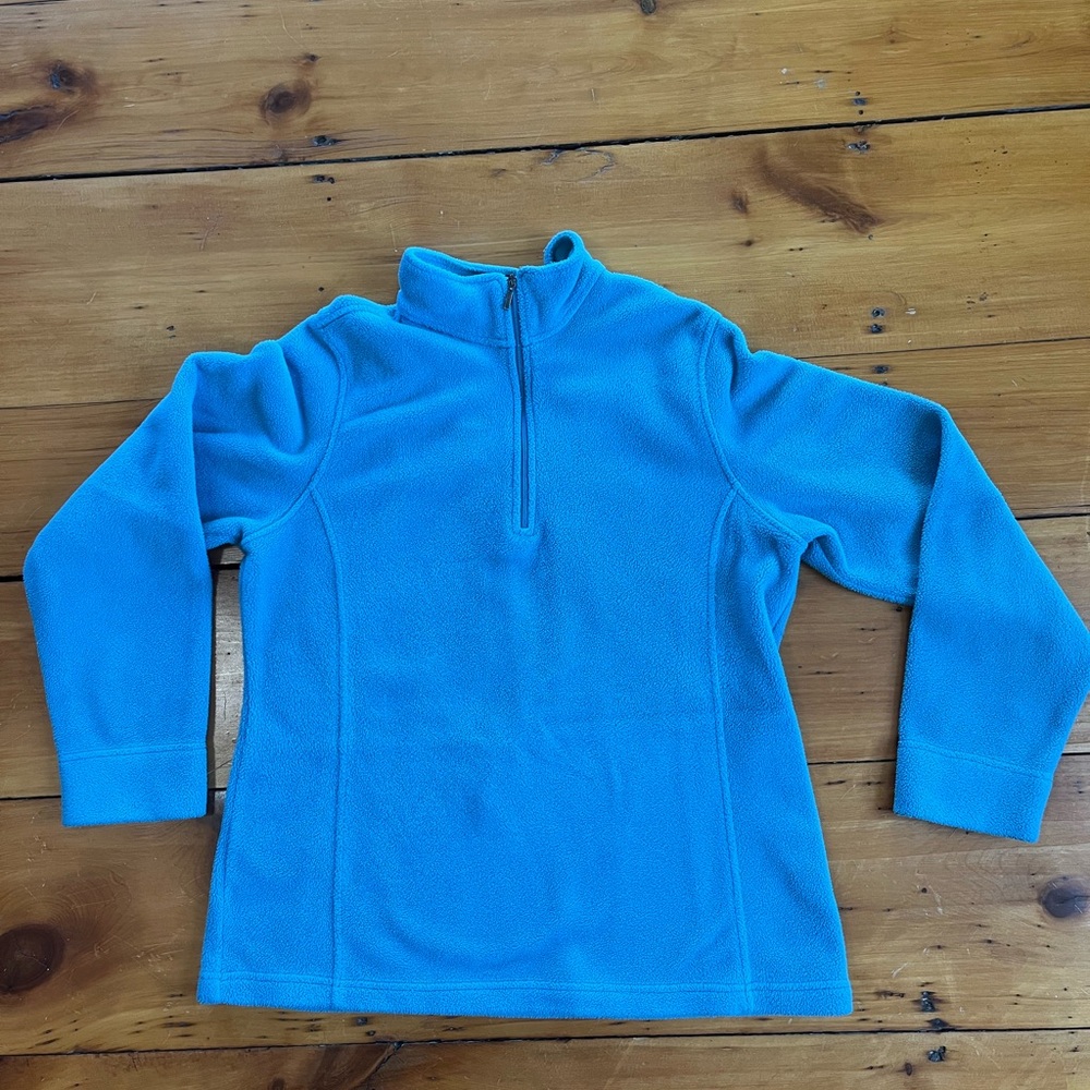 L.L. Bean Women's Soft Blue Quarter-Zip Fleece Jacket